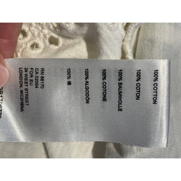 Free People Eyelet Tee Women’s Small Cream Summer Basic Casual Delicate - Picture 6 of 7